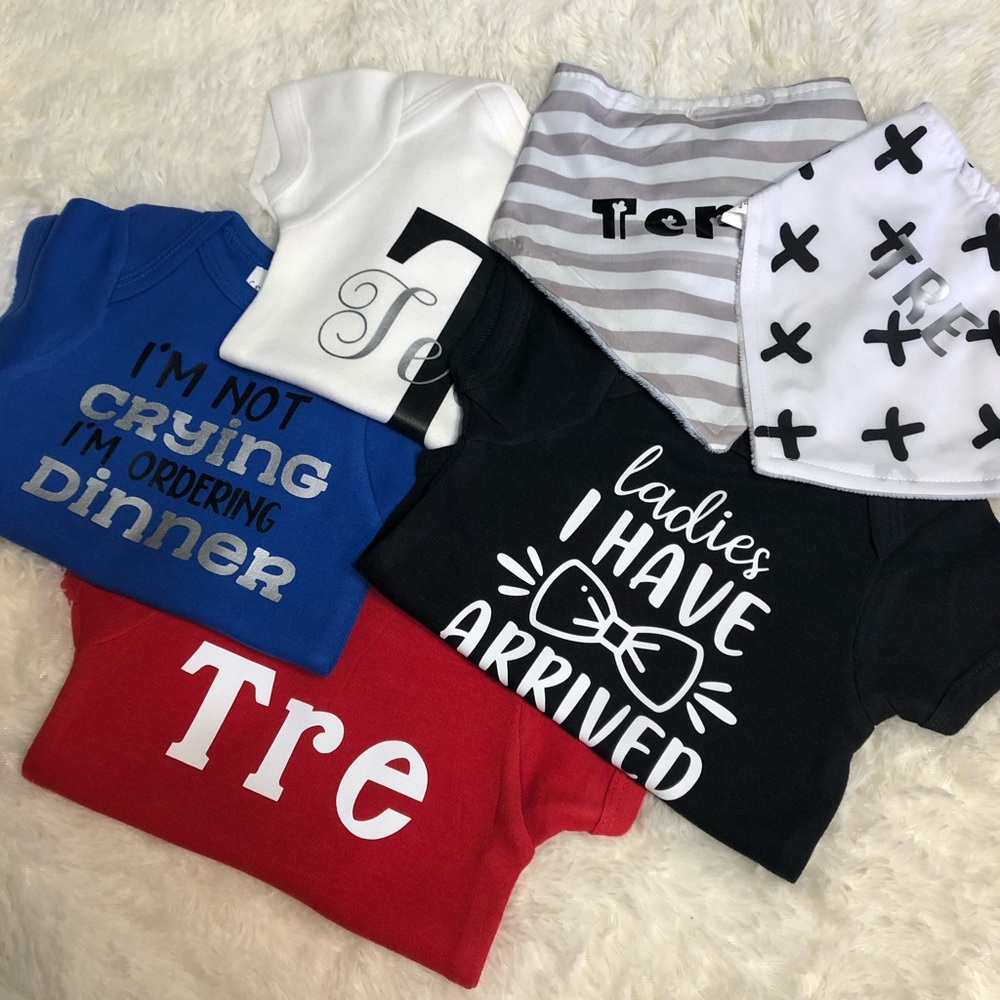 Custom bibs and onesies made to order